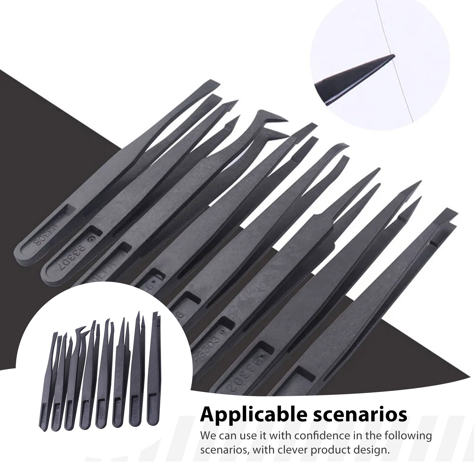 Model Kit Tweezers - 8pcs Carbon Fiber Tweezers Set Antistatic